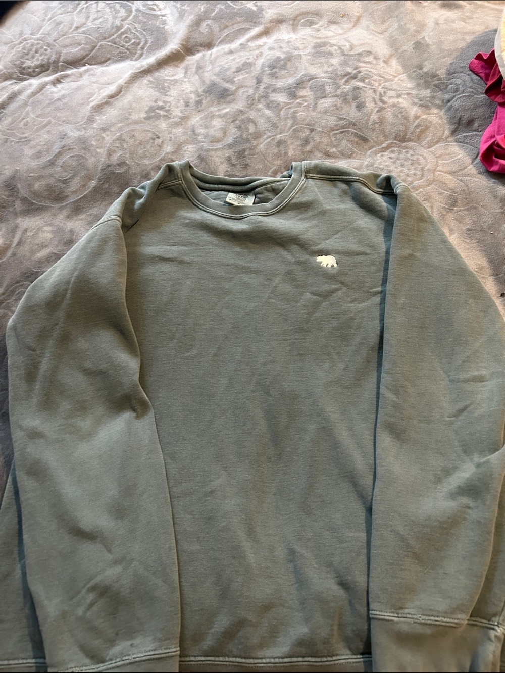 Small White Bear Logo Crewneck Sweatshirt - Sage Green